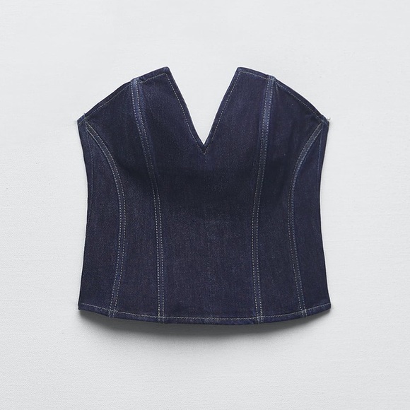 ZARA ZW SPLIT DENIM CORSET - Picture 7 of 9